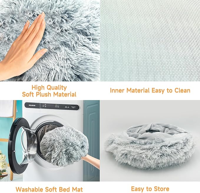 Cat Tunnel Bed with Central Mat, Big Tube Playground Toys, Soft Plush Material Cat Donut Tunnel, Peekaboo Cat Cave, Full Moon Cat Tunnels for Cat, Kitten, Puppy, Rabbit (Grey)