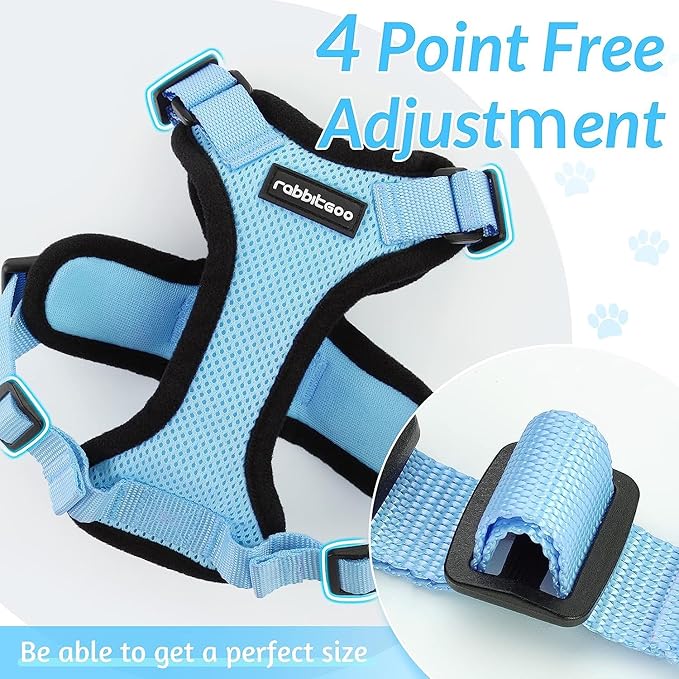rabbitgoo Cat Harness and Leash for Walking, Escape Proof Soft Adjustable Vest Harnesses for Cats, Easy Control Breathable Reflective Strips Jacket, Light Blue, XXS
