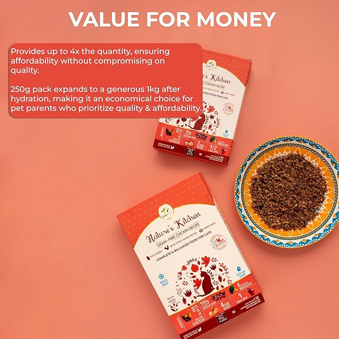 Nature's Kitchen Freeze Dried Cat Food - 100% Real Chicken | Grain Free, Provides High Protein | Healthy Cat Food - Provides Complete, Balanced Meal (8.82oz)