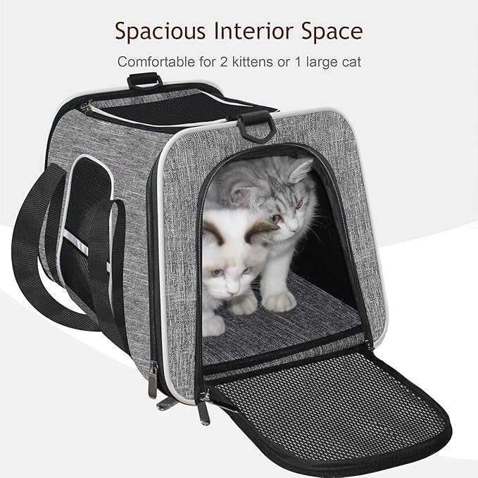 HiCaptain Soft Cat Carrier with Top Mesh Window - Pet Carrier Breathable for Medium Cats and Small Dogs Puppies up to 15 lb (Gray)