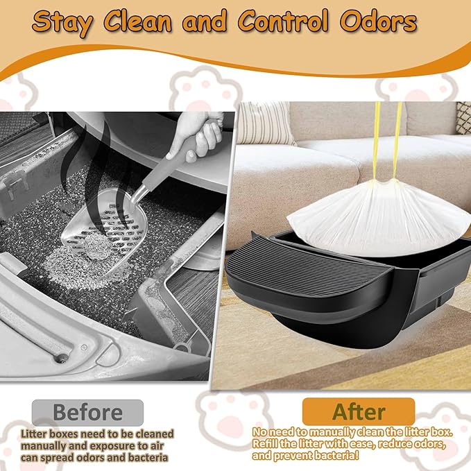 120-Count Cat Litter Box Liners with Drawstring, Compatible with Litter-Robot 3/4, 26.6”X16.7” 2 Mil Thicker Cat Litter Trash Bags, Leak-Proof and Tear-Resistant (26.6”X16.7” 120-Count)