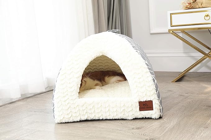 Cat Bed for Indoor Cats,Medium Large Cats Cave Bed,Machine Washable,Removable Cushion Cover,Small Dogs Tent Bed