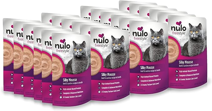 Nulo Freestyle Wet Cat Food 24 Pack Mousse, Smooth As Silk Texture with High Animal-Based Protein for Complete and Balanced Nutrition Your Kitten to Senior Cat Will Crave