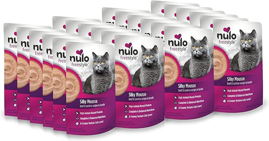 Nulo Freestyle Wet Cat Food 24 Pack Mousse, Smooth As Silk Texture with High Animal-Based Protein for Complete and Balanced Nutrition Your Kitten to Senior Cat Will Crave