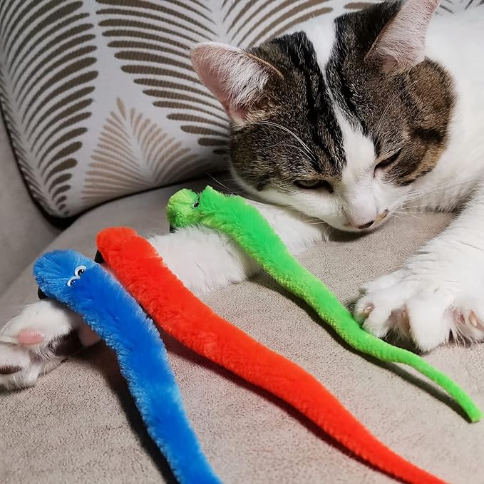 Cat Worm Toy Refills Cat Toys Wand Replacement, 15 Pieces Cat Worms Refill, Worm Cat Toy Attachment for Cat Wand