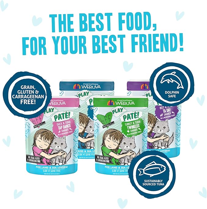 Weruva B.F.F. Play - Best Feline Friend Paté Lovers, Aw Yeah!, Paté Jamboree! Variety Pack, 3oz Pouch (Pack of 12)