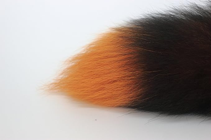Fosrion Real Colored Yellow Silver Fox Tail Fur Hair Cat Bites Hunting Catching Accompanying Toy (Tanned Orange, Only Tail)