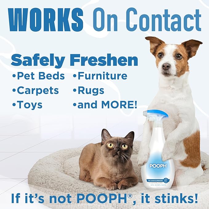 Pooph Pet Odor Eliminator and Litter Box Deodorizer - 2-32oz Bottles - Dismantles Odors on a Molecular Basis, Freshens Cat Litter Boxes, Removes Urine, Feces, and Ammonia Odors