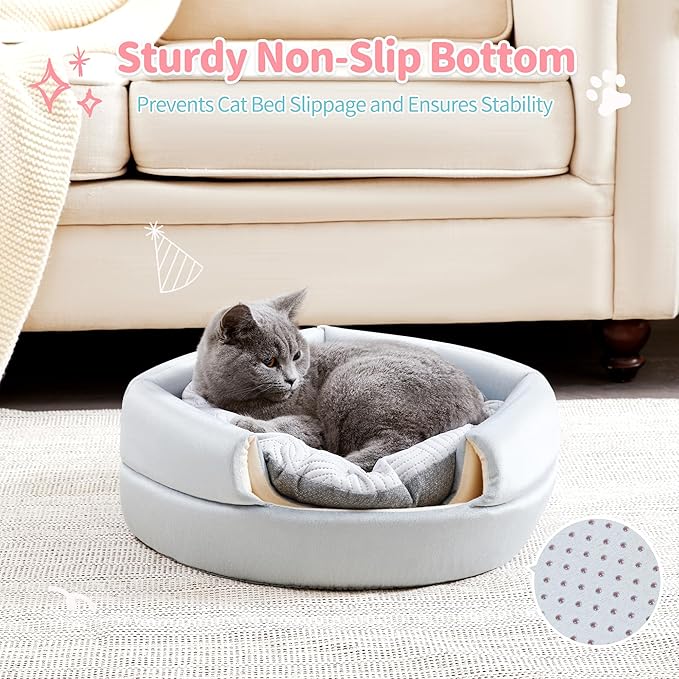 Made4Pets Cat Bed and House, 2-in-1 Foldable Cat Houses for Indoor Cats, Soft Velvet Cat Cave, Removable and Washable Cushion, Cat Condo for All-Season Comfort and Style