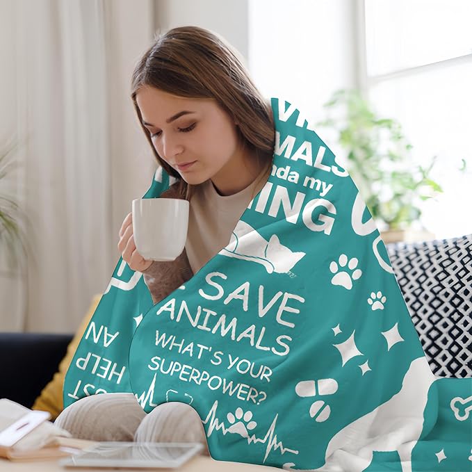 Vet Tech Gifts Blanket 60"X50", Vet Tech Week Gifts Bulk, Veterinary Gift for Women, Best Veterinarian Gift, Veterinary Technician Week Gifts, Veterinary Throw Blanket for Christmas, Birthday