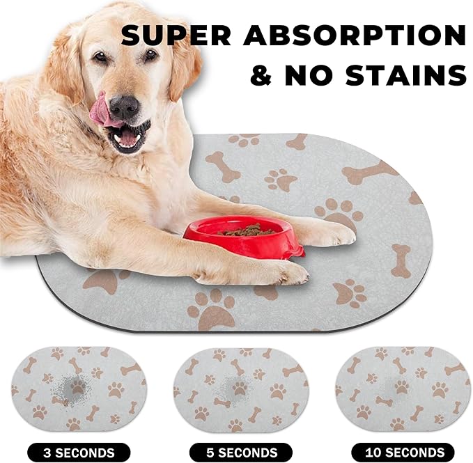 YCT Dog Food Mat - Cat Dish Mat Dog Bowl Mat - No Stains Easy Clean Dog Mat for Food and Water - Absorbent Quick Dry Pet Mat, 16.9"x24" Navy Blue