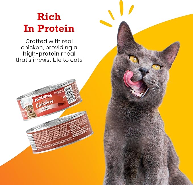 Beefeaters Cat Treats - Chicken Pate 3oz, Case of 24 | Nutrient-Rich Wet Cat Food, Essential Vitamins & Taurine, No Artificial Additives | Supports Immune System & Vision | Training Treats