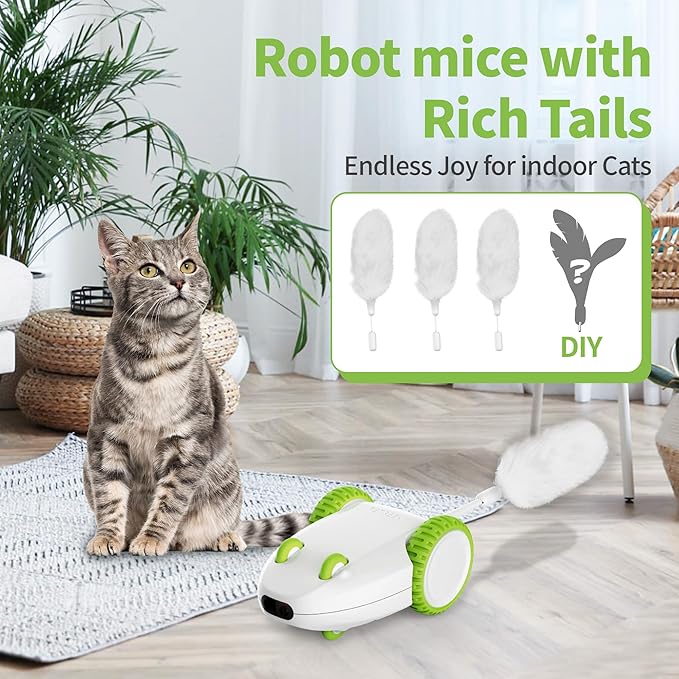 PETGEEK Automatic Cat Mouse Toys Interactive Cat Toys for Indoor Cats, Smart Sensing Moving Squeaky Mouse Cat Toys, USB Rechargeable Best Gift for Birthday, Thanksgiving, Christmas, New Year