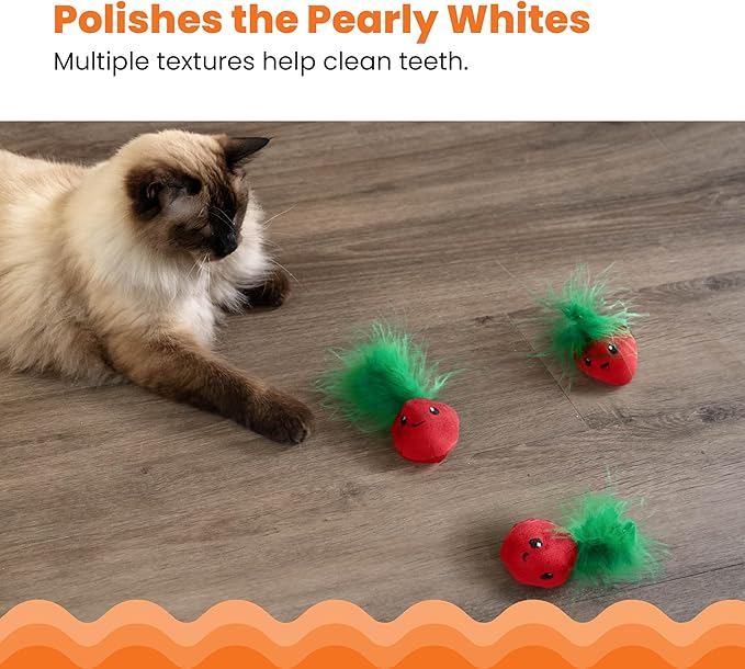 Catstages Straw-Babies Cat Dental Catnip Mesh Toy, Pink - 3 Pack