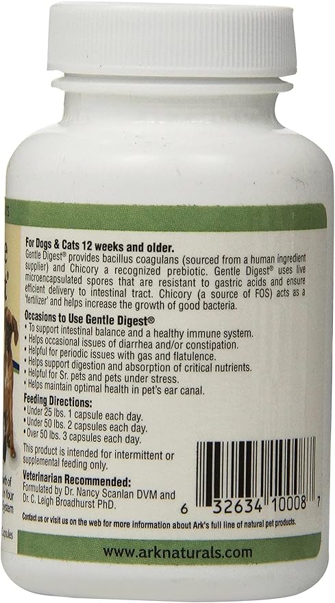 Ark Naturals Gentle Digest for Dogs & Cats, 60-Count Capsules, 5 Pack
