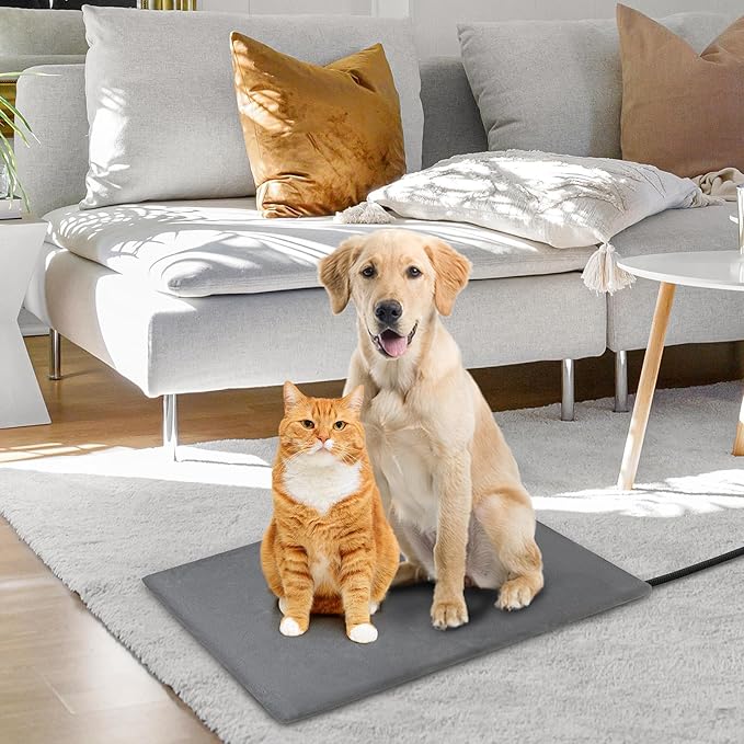 TYLIN Pet Heating Pad for Cat - Intelligent Thermostat Temperature Controller,Washable Flannel Cover - Cat Dog, Heated Cat Bed Indoor, Self Warming Cat Bed - Heating Pad for Cats (24" Lx16 W)