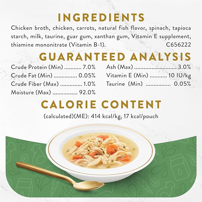 Purina Fancy Feast Lickable Senior Cat Food Broth Topper Creamy with White Meat Chicken - (Pack of 16) 1.4 oz. Pouches