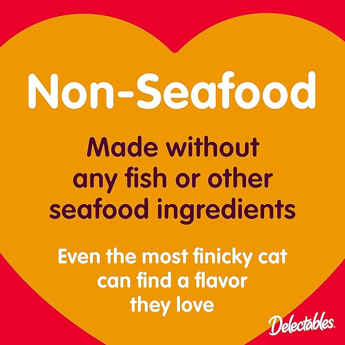 Delectables Squeeze Up Non-Seafood Variety Pack, Creamy Squeezable Puree, Lickable Wet Cat Treats, Grain Free, No Added Fillers, No By-Products, No Added Preservatives, 0.5 Ounces Tube, 54 Tubes Total