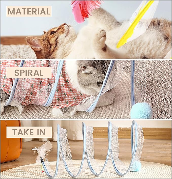 2 Pcs Folded Cat Tunnel Toy, Indoor Cat Activity Structure, Portable and Foldable, Promoting Happiness and Comfort for Your Beloved Feline Companion
