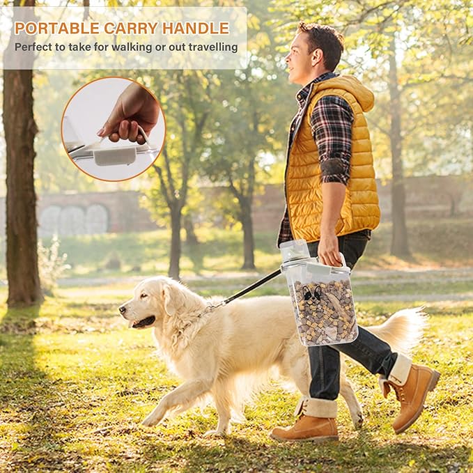 Dog Food Storage Container Airtight Portable Dog Food Container with Handled Lid and Pour Spout,Food Storage for Dog Dry Food Small Pet Food Container with Measuring Cup for Home, Travel,2.8L