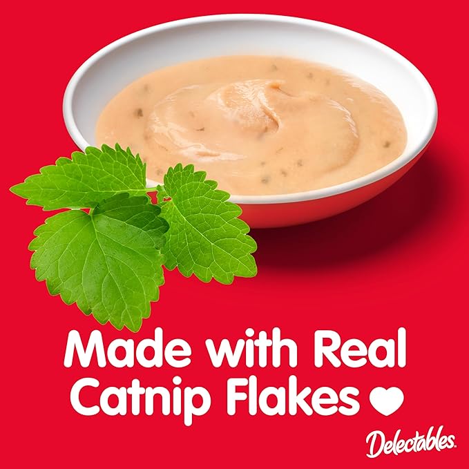 Delectables Squeeze Up Creamy Squeezable Puree, Lickable Wet Cat Treats, Grain Free, No Added Fillers, No By-Products, No Added Preservatives, 0.5 Ounces Tube Tuna & Salmon with Catnip, 32 Tubes Total