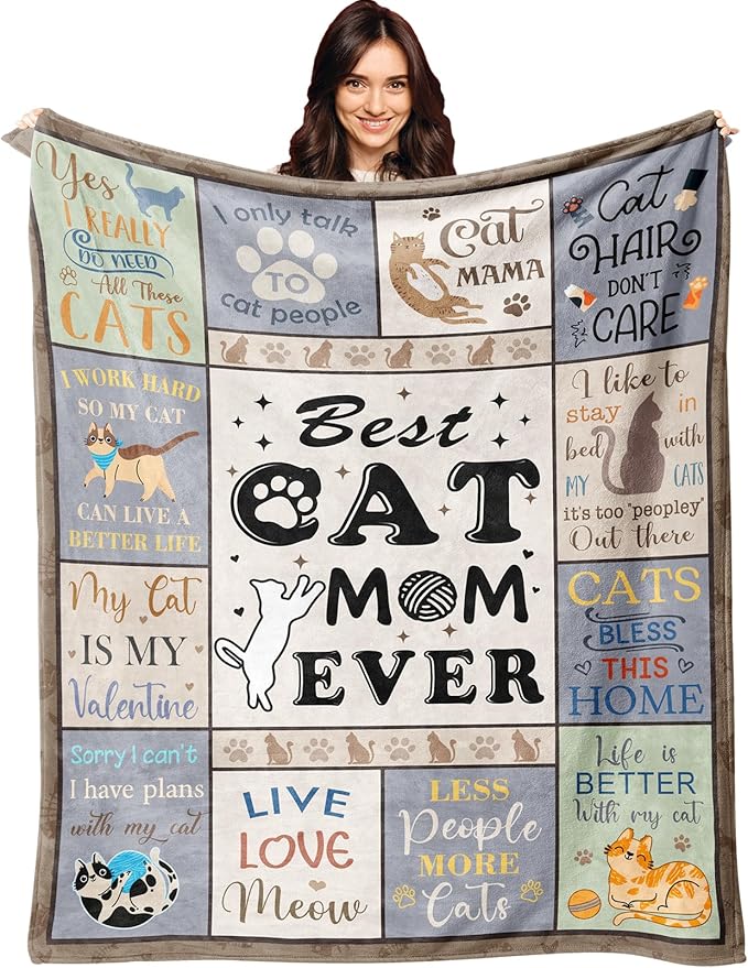 XALAZY Cat Mom Gifts Blanket 60"X80", Cat Lover Gifts for Women, Cat Gifts for Cat Lovers, Gifts for Cat Lovers, Cat Mom Gifts for Women, Funny Cat Themed Gifts, Cat Lady Gifts, Best Cat Mom Gifts
