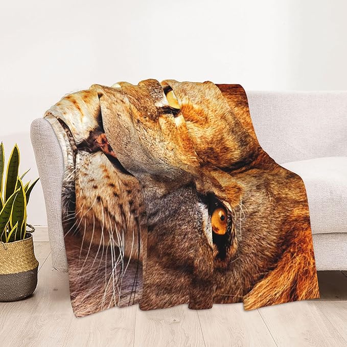 Lion Soft Throw Blanket Flannel Fleece Blankets Warm Cozy Lightweight Fuzzy Blanket for Bed Sofa Couch Home Decor 60"X50"