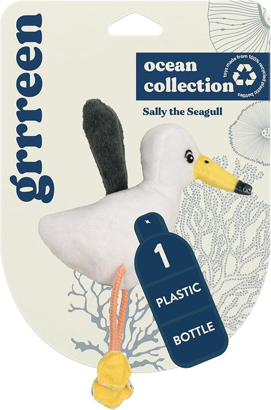 Stuffed Animal Cat Toy | Ocean Collection | Dangle Leg Seagull Toy for Indoor Cats | Cute Interactive Plush Toys for Swatting and Playing| Made of Eco-Friendly Materials - Go Green!