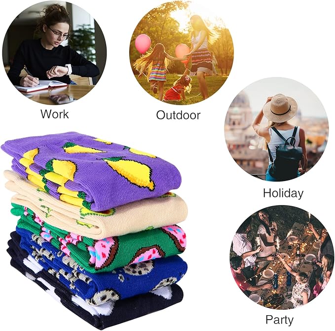 Benefeet Sox Womens Novelty Funny Crew Socks Girls Cute Animal Colorful Floral Patterned Silly Funky Casual Cotton Socks