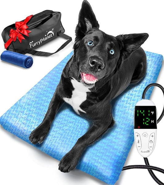Upgrade Dog Cat Heating Pad with 2 Covers&840D Storage Bag,Adjustable Temperature Electric Pet Heating Pad with Timer,Waterproof Heated Bed Mat with Chew-Proof Cord,M