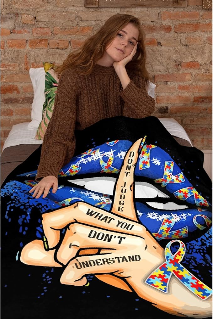 Autism Awareness Blanket Throw Super Soft and Cozy Blankets for Home Decoration, Couch, Bed, Sofa 120"x90" Extra Large for Family for All Seasons