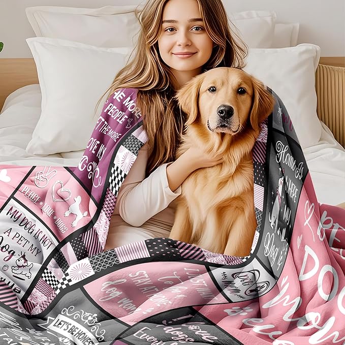 Dog Mom Blanket Gifts for Dog Lover Soft Flannel Throw Blanket Dogs Gifts for Women Dogs Themed for Decor Couch Bedding 60"x50"