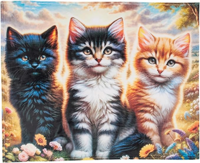 Dawhud Direct Fleece Throw Blanket - Soft and Warm Kitten Blanket - Ideal Cat Themed Throw Blanket for Cat Lovers - Cozy Fleece Blanket for Couch, Home or Travel - 60 x 50 inches