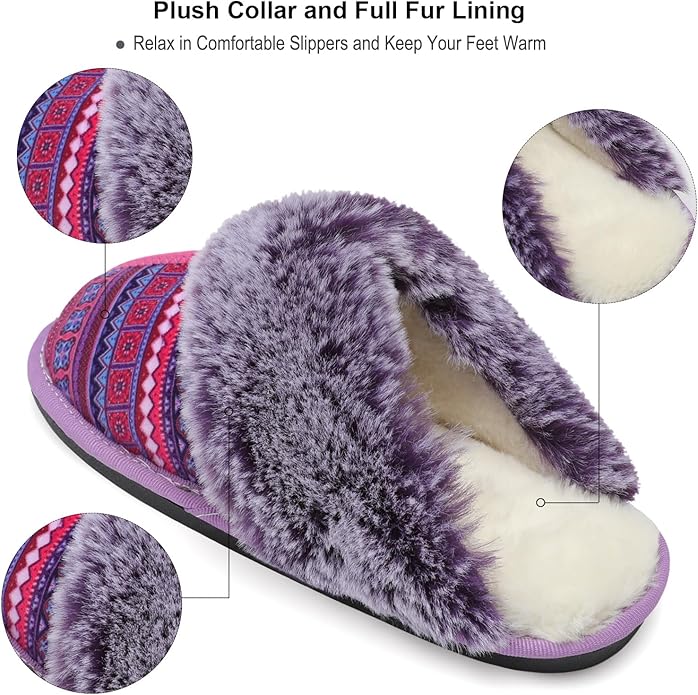 Besroad Winter Fuzzy House Slippers Sandals Plush Faux Fur Fluffy Flats Slippers Warm Slide Shoes for Women