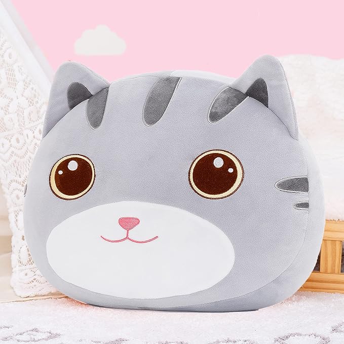 Lazada Cat Plush Kids Pillow Toys Gift for Toddler for Girls Gray 15 Inches