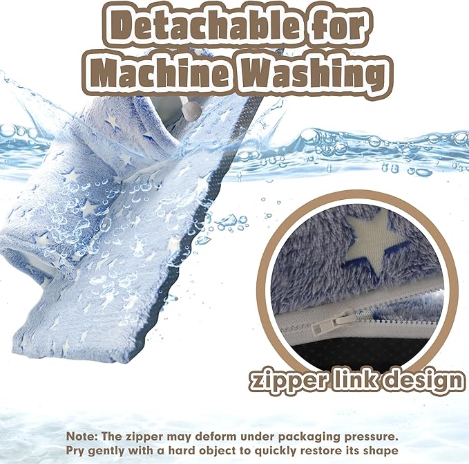 Kitten Tunnel Bed Mat, Glow in The Dark Kitten Bed for Indoor Kittens, Perfect Kitten Gift Toy with 3D Memory Foam, Detachable & Machine Washable, Non-Slip Bottom, Blue S