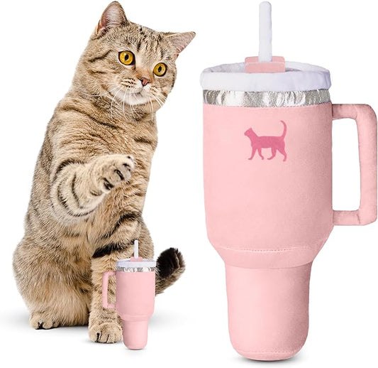 Kitty Cup Tumbler Cat Toy – Small Crinkle Catnip - Funny and Cute Kitten Toys with Cat Nip for Fun Indoor Play, Unique Kitty Birthday Gift, Aesthetic Kitten Present (Pink Peach Dust)