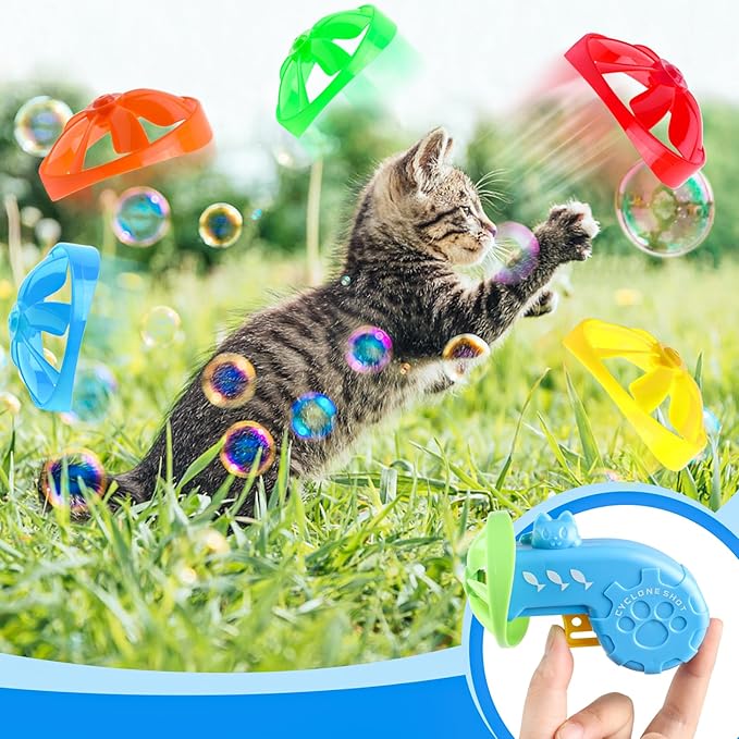 FOIMAS 17pcs Cat Fetch Toy,Cat Palying Tracking Interactive Toys with Flying Propellers for Cat Kitten Indoor and Outdoor Chasing Training Hunting Chasing Supply