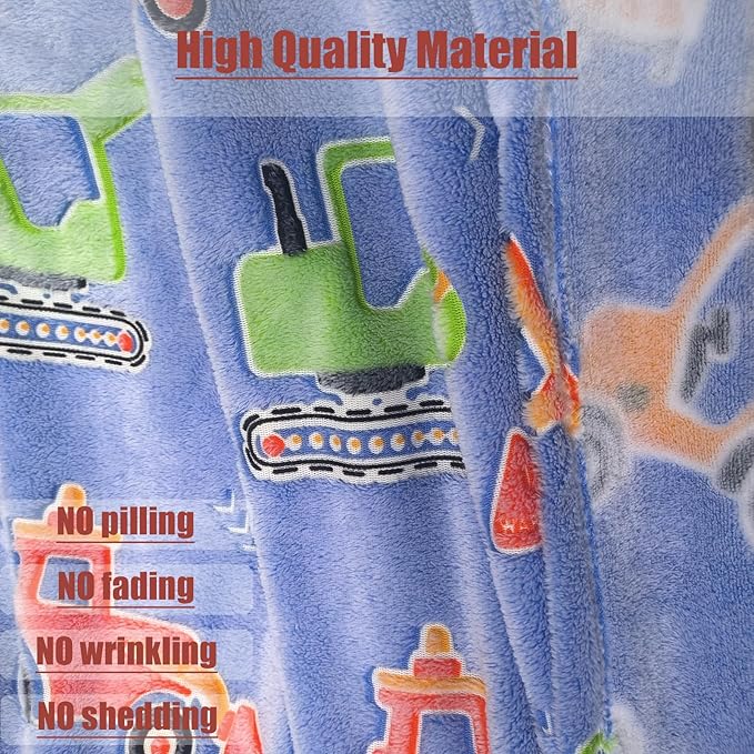 Tractor Blanket for Boys, Glow in The Dark Truck Blanket for Kids, Fleece Construction Toddler Birthday Gifts for Birthday Christmas Valentine's Day 50"×60"
