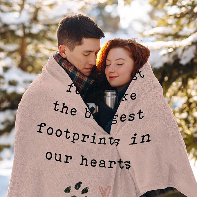 Dog Throw Blanket 50"X60" – Soft Memorial Blanket for Dog Lovers with Puppy & Footprint, Ideal Gift for Dogs Lovers Women & Girls, Valentine' s Day Birthday Gifts for Animal & Pet Lover
