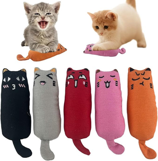 5 Pcs Cat Catnip Toys, Interactive Toy Cat Bite Resistant Chew Toy for Indoor Cats, Kittens Kitty Pillow Toys Soft, Catnip Filled Cartoon Mice Cat Teething Chew Toy