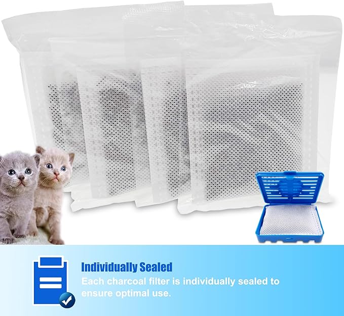 4 Pack Replacement Charcoal Filters Refill Pads for Catit Magic Blue Cat Litter Box Air Purifier
