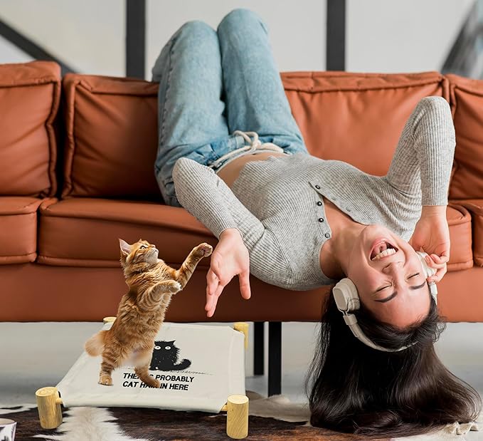 There's Probably Cat Hair in Here Cat Beds, Wooden Cat Beds for Indoor Cats, Small Animal Beds for All Seasons for All Seasons, Pet Beds, Elevated Cat Bed, Cat Hammock