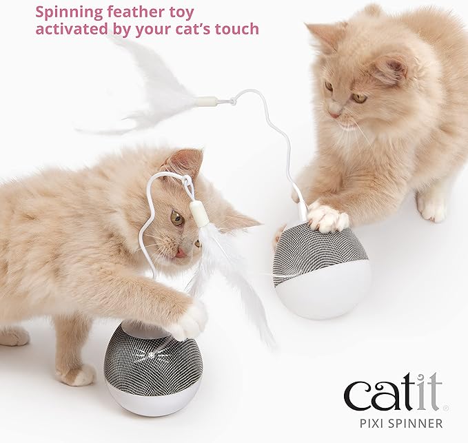 Catit PIXI Spinner, Treat Dispensing Cat Toy, Silver