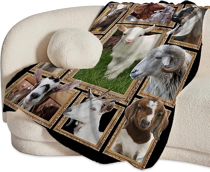 Goat Blanket Ultra Soft Cozy Sheep Throw Blanket Fleece Fuzzy Plush Bedding Goat Sheep Lovers Gifts for Women Girls Kids Adults 80"x60"
