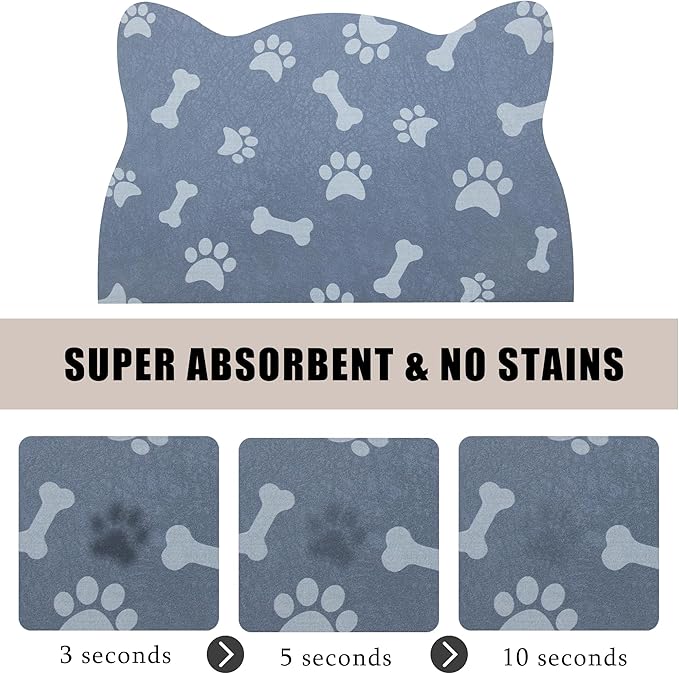 YCT Cat & Dog Mats - No Slip Cat & Dog Mat for Food & Water, 16.9"x24", Navy Blue