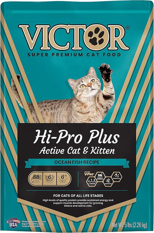 Victor Super Premium Cat Food – Hi-Pro Plus Active Cat and Kitten – Dry Cat Food for Active Cats – All Breeds and All Life Stages from Kitten to Adult, 5lb