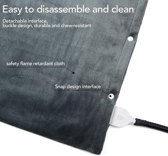 CAROMIO Pet Heating Pad, 6 Adjustable Temperature Dog Cat Heated Bed Pad with Timer, Auto Power Off Indoor Warming Electric Pet Pads with Chew Resistant Cord, Large Size 35 X 24 INCH