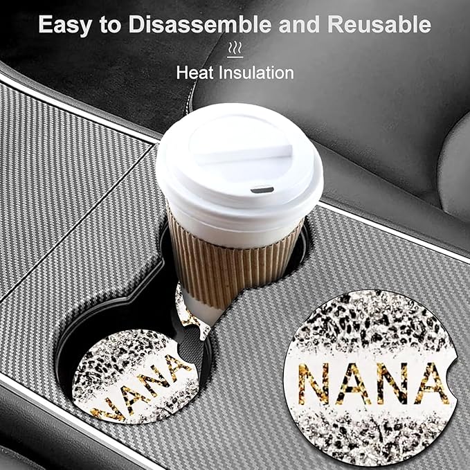 Car Coasters for Cup Holders,2 Pack Nana Gifts Car Cup Holder Coasters,Nana Gifts for Grandma Birthday Gifts for Nana from Granddaughter Grandson Grandchildren Grandkids Nana Gifts