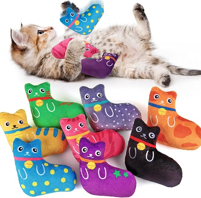 Catnip Toys for Indoor Cats, Natural Catnip Cat Toys Kitten Toys - 8 PCS Fish Cat Toys Set for Boredom